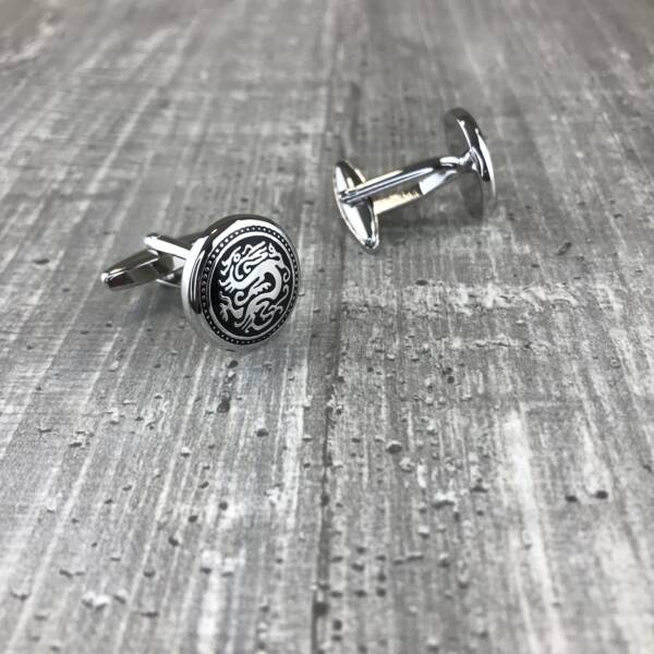 Boutons de manchette argent dragon