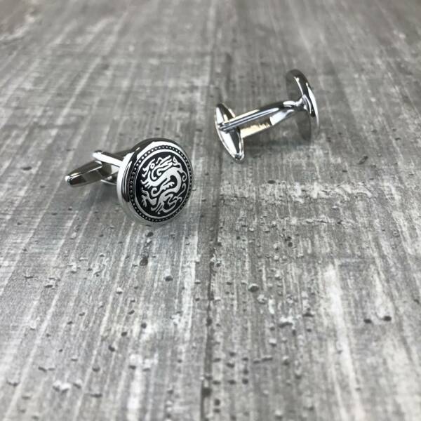 Boutons de manchette argent dragon