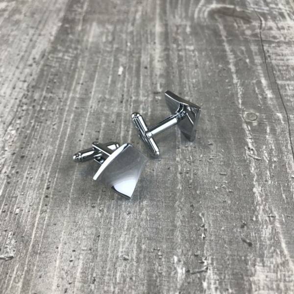 Boutons de manchette argent incurvé