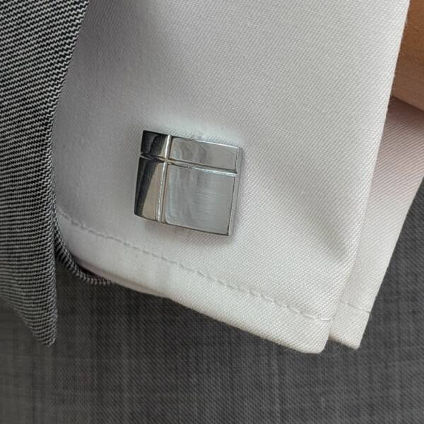 Boutons de manchette argent Business