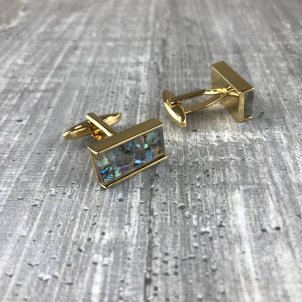 Boutons de manchette or et paillettes de nacre