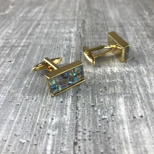 Boutons de manchette or et paillettes de nacre