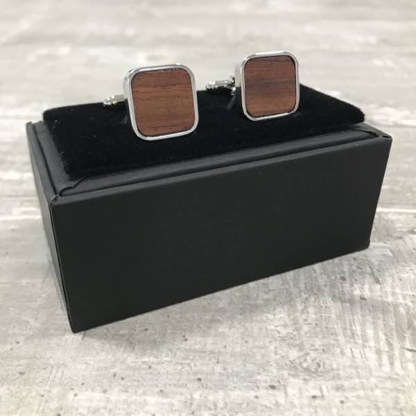 Boutons de manchette bois carré