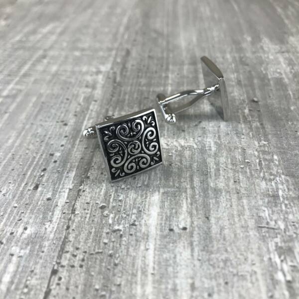 Boutons de manchette argent fleur de lys