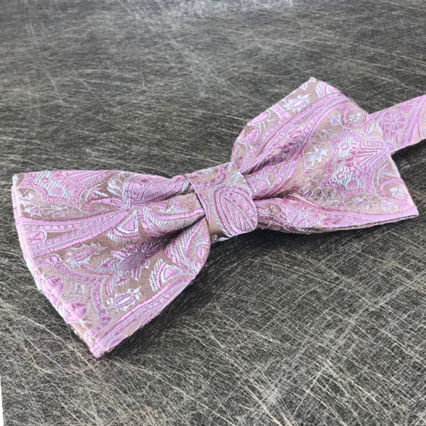 Nœud papillon double damassé - Féérie rose
