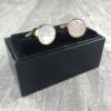 Boutons de manchette ronds nacre et or
