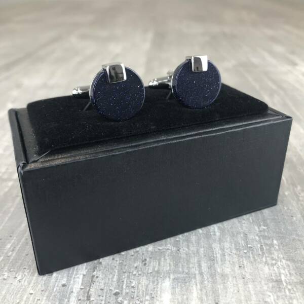 Boutons de manchette bleus pailletés