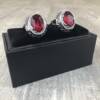 Boutons de manchette strass rouge
