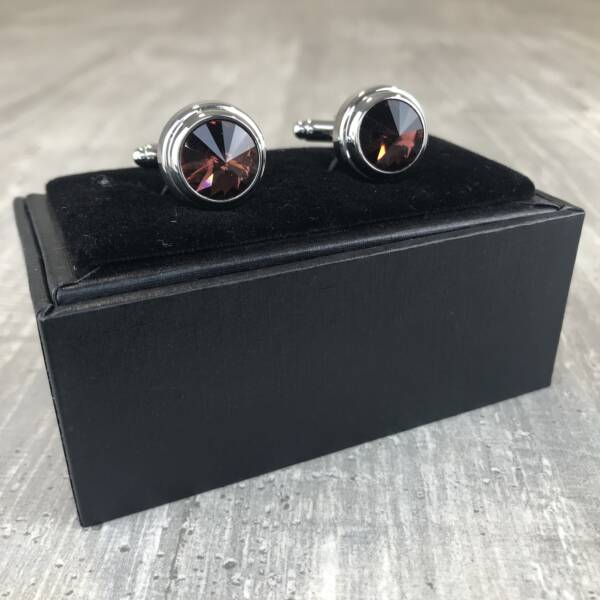 Boutons de manchette strass violet