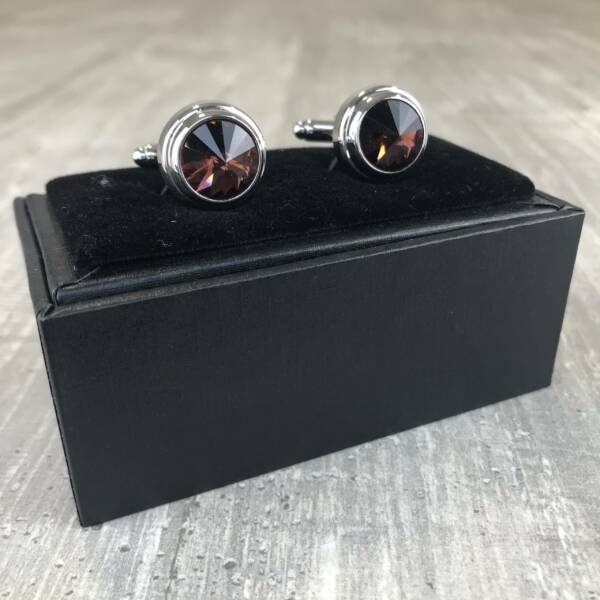 Boutons de manchette strass violet