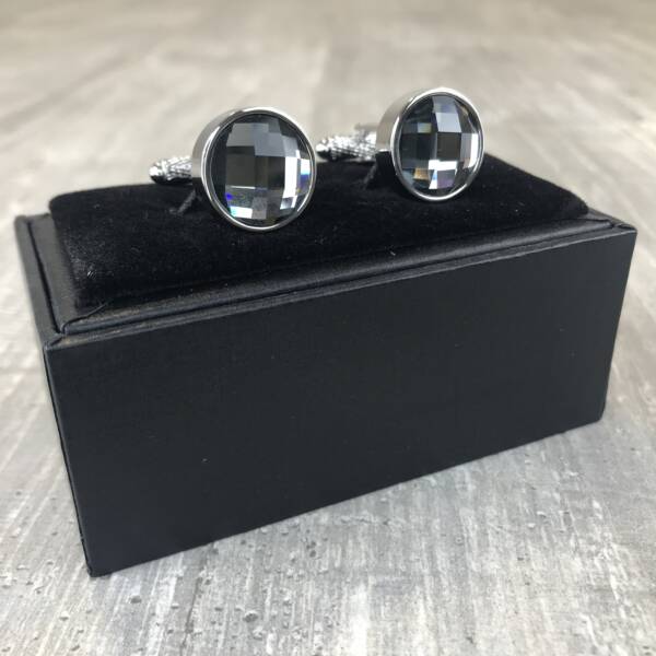Boutons de manchette strass gris
