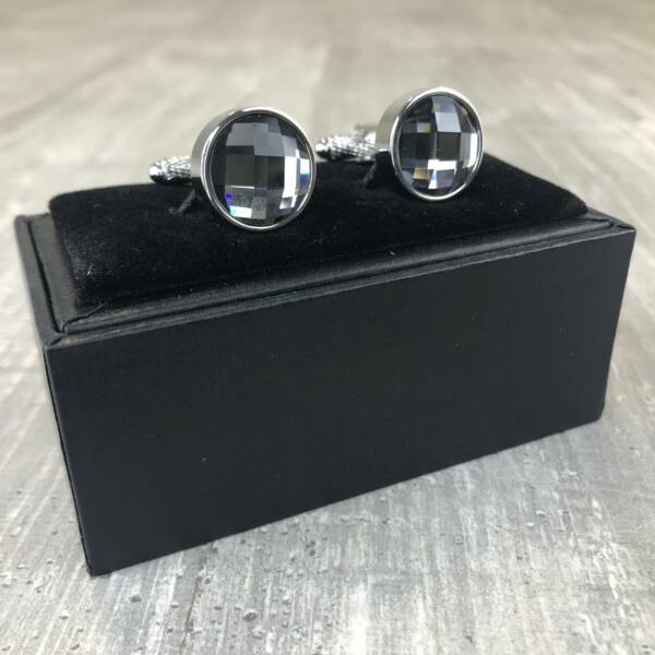 Boutons de manchette strass gris