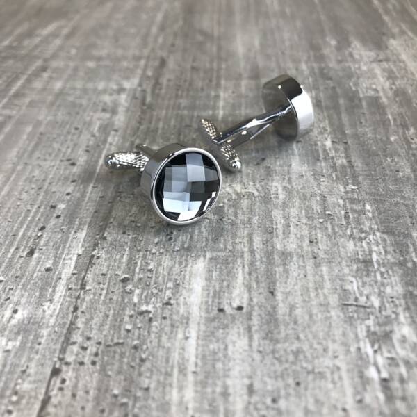 Boutons de manchette strass gris