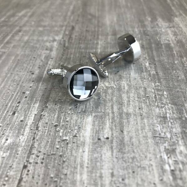 Boutons de manchette strass gris