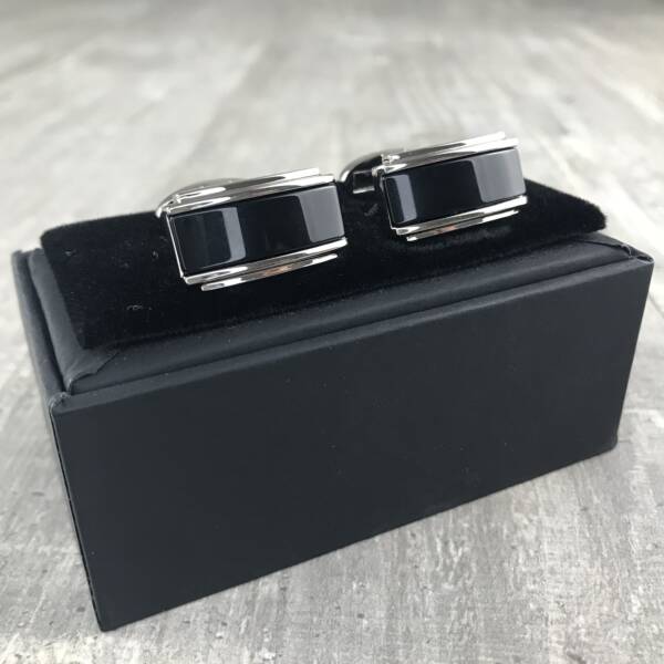 Boutons manchette noir rectangle
