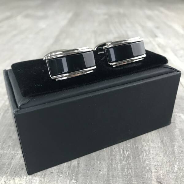 Boutons manchette noir rectangle