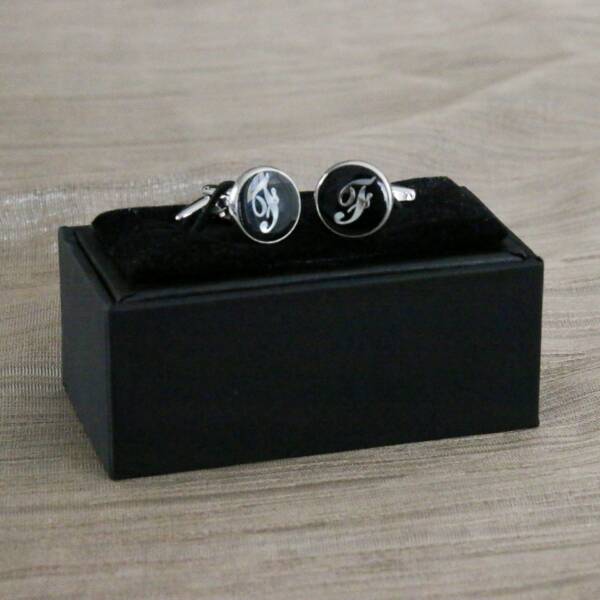 Boutons de manchette argent et noir F