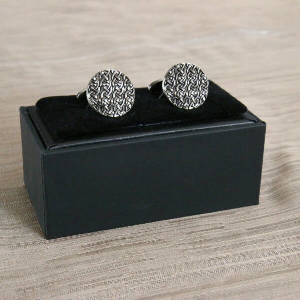 Boutons de manchette anthracite tissée
