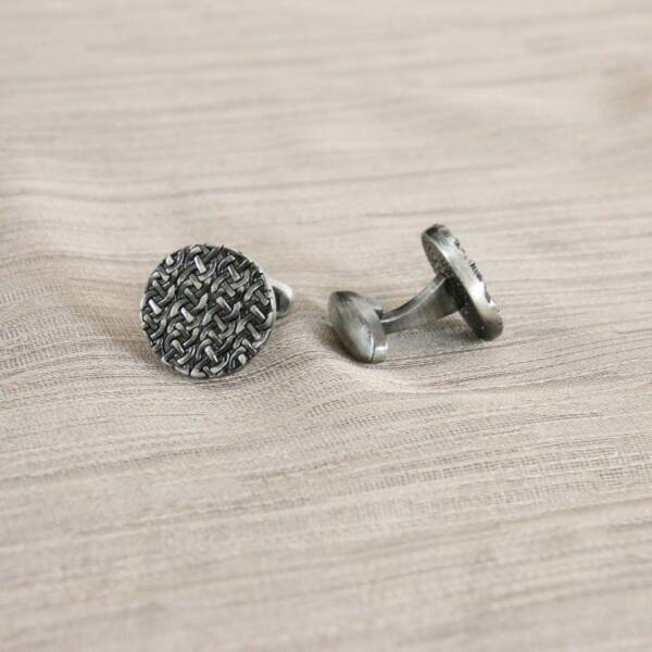 Boutons de manchette anthracite tissée