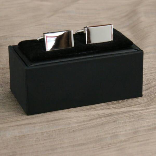 Boutons de manchette rectangle argent