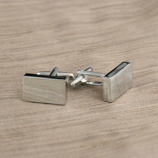 Boutons de manchette rectangle argent