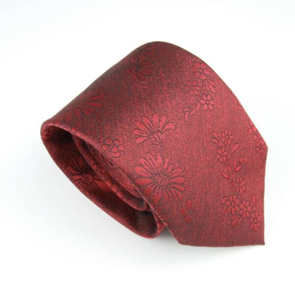 Cravate bordeaux à motifs fleuris