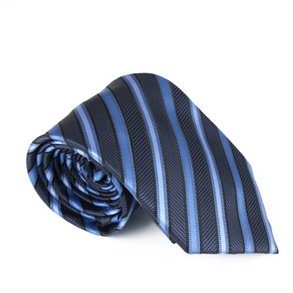 Cravate rayé noir et bleu