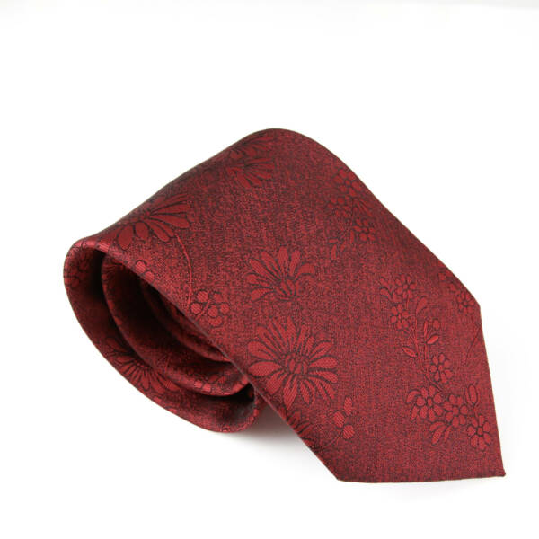 Cravate bordeaux à motifs fleuris