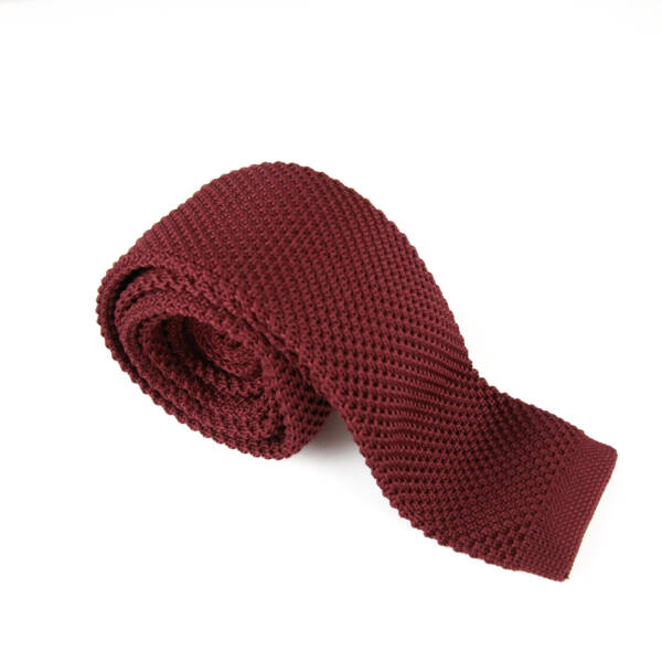 cravate maille tricot bordeaux