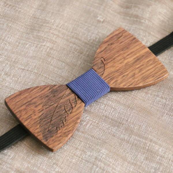 Nœud papillon en bois plume