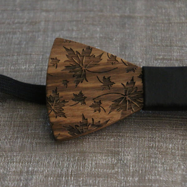 Nœud papillon bois feuille automne