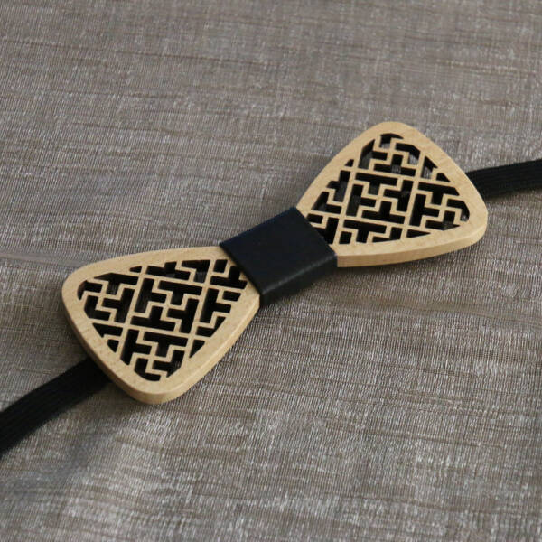 Nœud papillon en bois - Labyrinthe noir