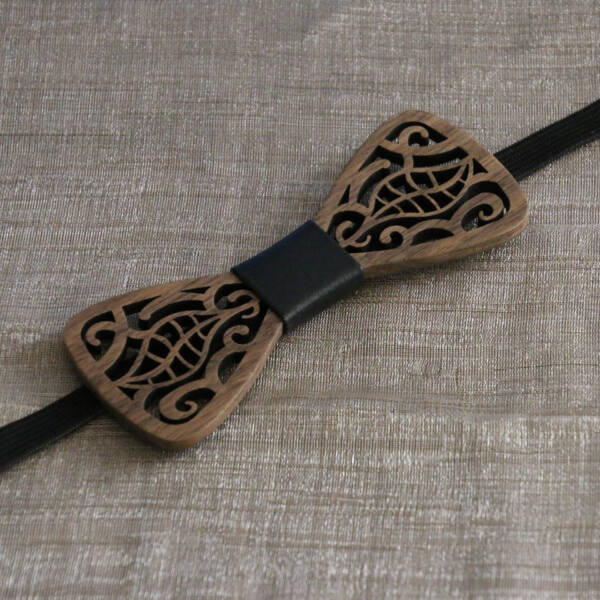 Nœud papillon bois Feuilles