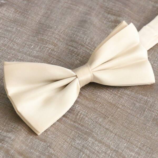 Nœud papillon blanc écru satin
