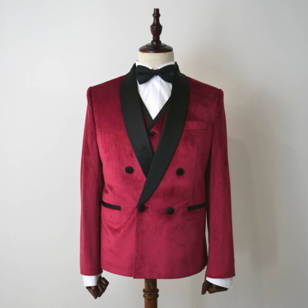 Veste croisée en velours bordeaux