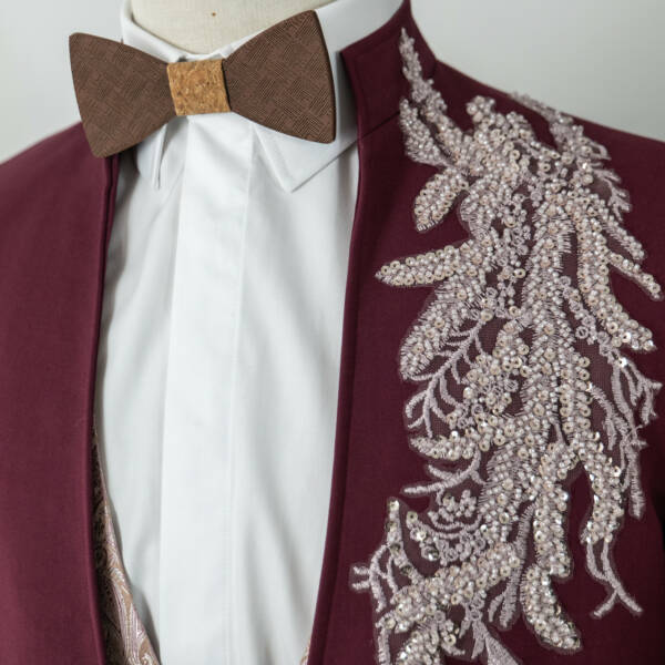 Veste col mao bordeaux