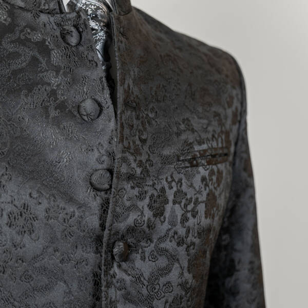 costume noir col mao 2 pièces