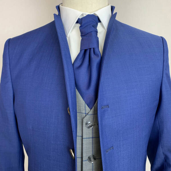 Costume redingote bleu mariage 2 pièces