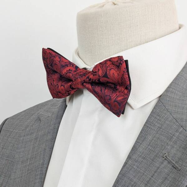 Nœud papillon Paisley bordeaux foncé