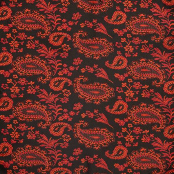 Pochette de costume noir à motif paisley rouge