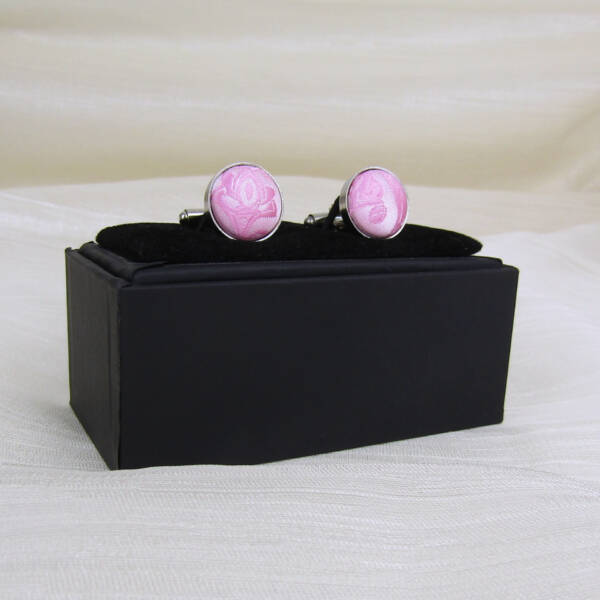 Boutons de manchette textile rose