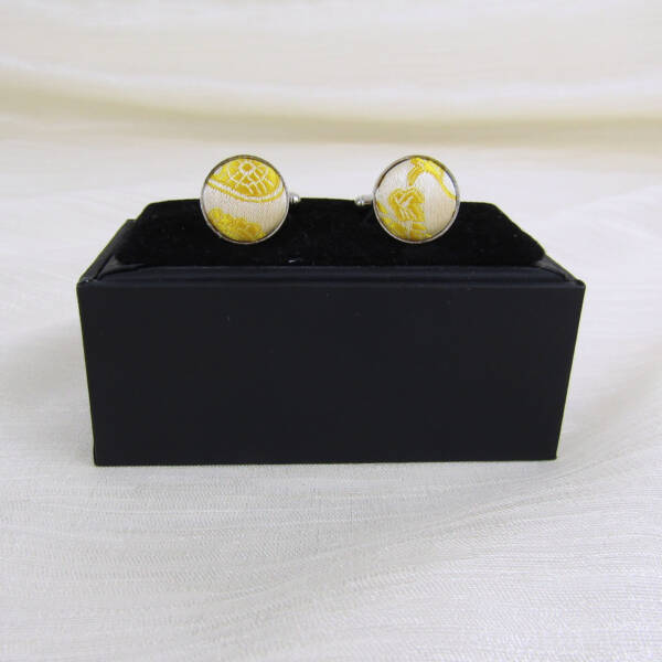 Boutons de manchette textile jaune