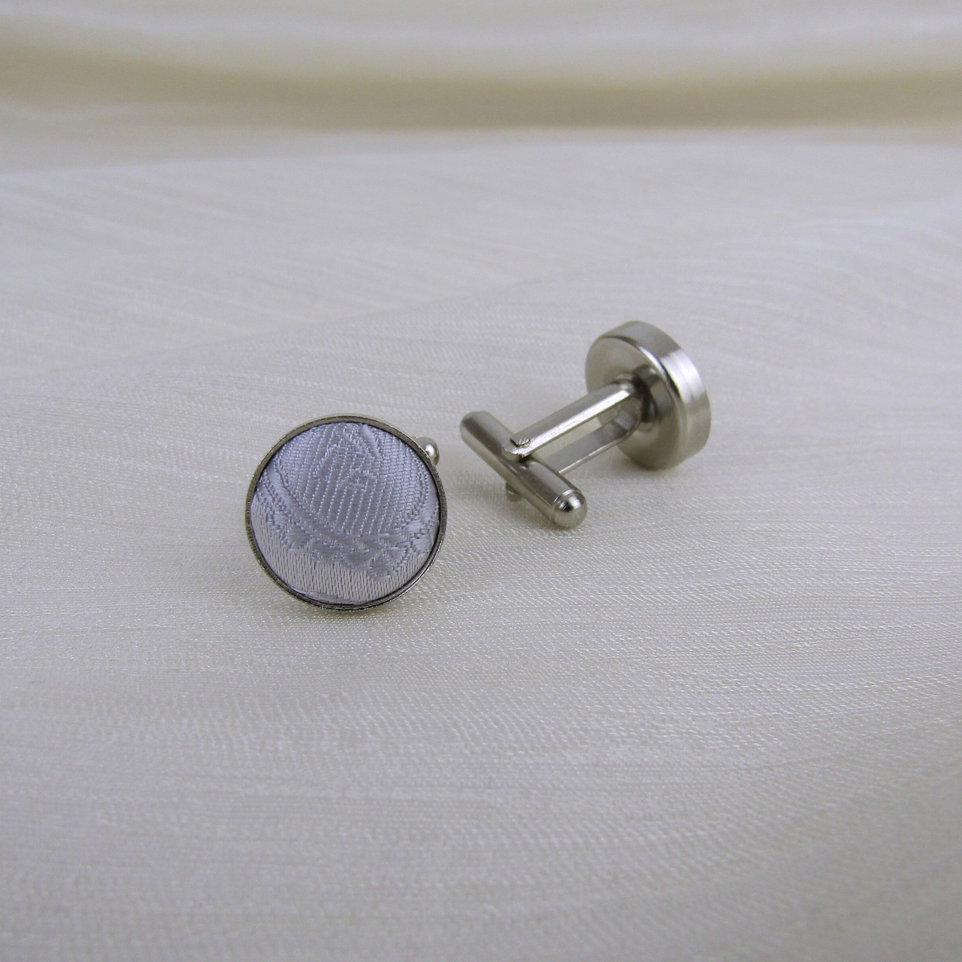 Boutons de manchette textile blanc